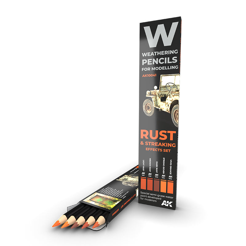 AK 10041 Weathering Pencils Rust & Streaking (set 5x)