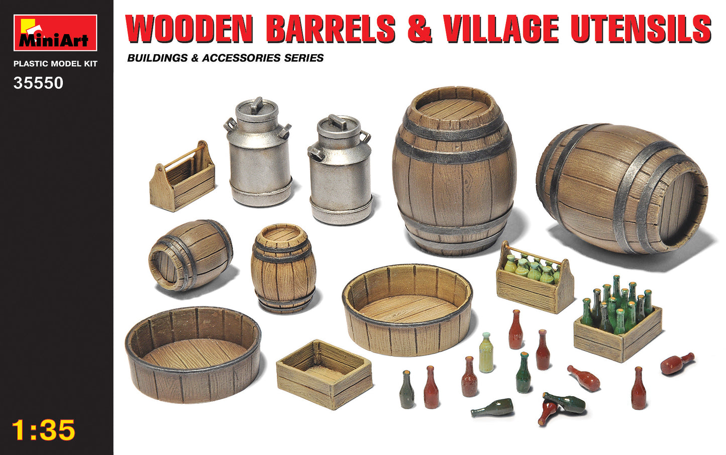 Wooden barrels  & village utensils 1/35