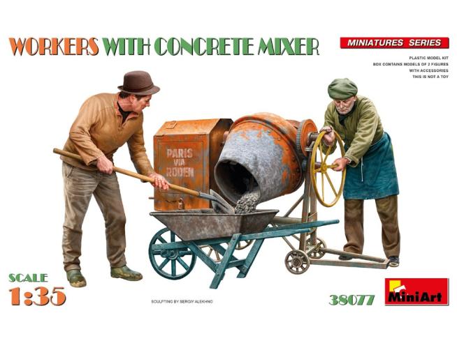 Workers with concrete mixer 1:35